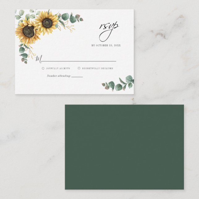 Floral Sunflower Wedding RSVP Card (Front/Back)