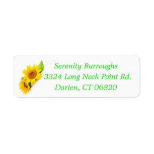 Floral Sunflower Yellow Sunflower Flowers Return Address Label