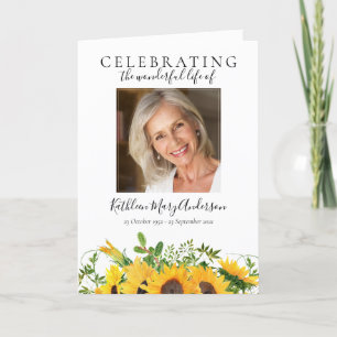 Floral Sunflowers Photos Folded Memorial Funeral Program
