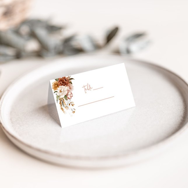 Floral Sunset Wedding Folded Place Card (Creator Uploaded)