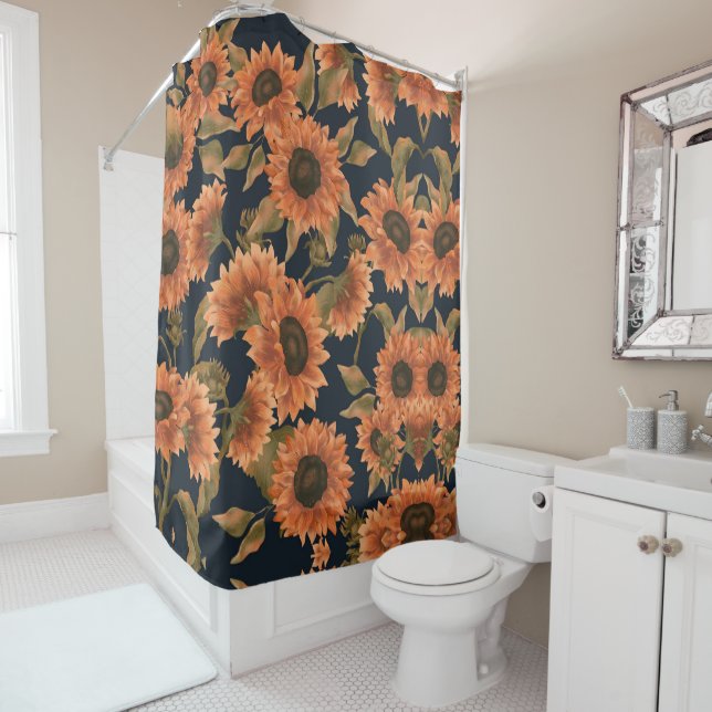 Floral Surface Pattern-Fashion Decorative Tropical Shower Curtain (In Situ)