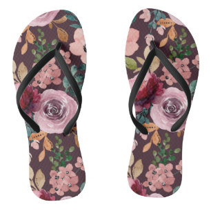 Floral Surface Pattern-Fashion Watercolor Colourfu Thongs