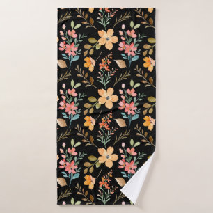 Floral Surface Pattern- Fashion Watercolor Spring  Bath Towel
