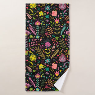 Floral Surface Pattern- Stylish Flowers Wallpaper Bath Towel