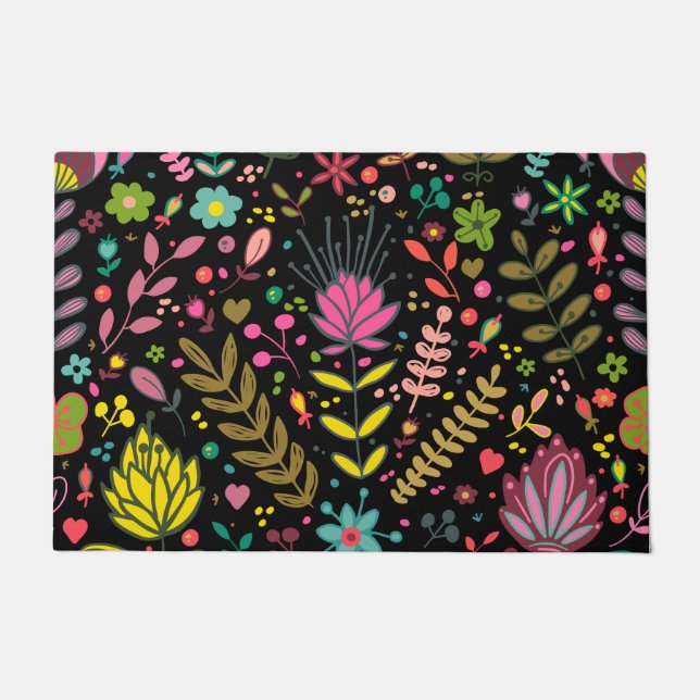 Floral Surface Pattern- Stylish Flowers Wallpaper Doormat (Front)