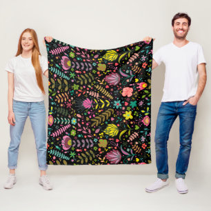 Floral Surface Pattern- Stylish Flowers Wallpaper Fleece Blanket