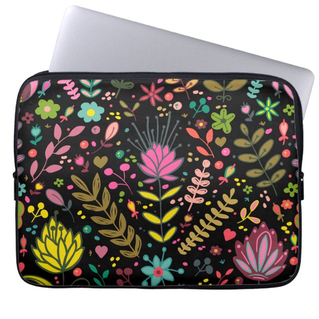 Floral Surface Pattern- Stylish Flowers Wallpaper  Laptop Sleeve (Front)