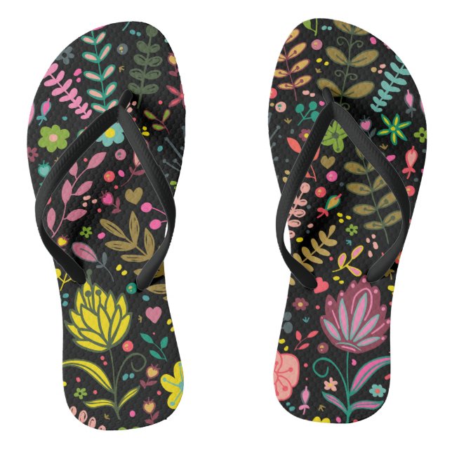 Floral Surface Pattern- Stylish Flowers Wallpaper  Thongs (Footbed)