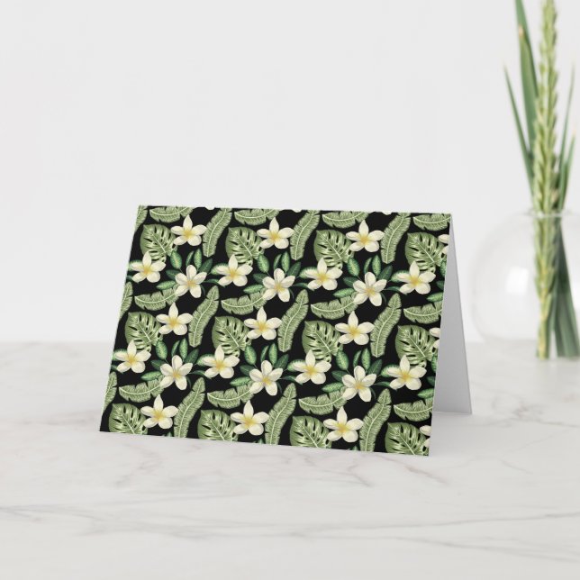 Floral surface pattern Tropical flowers and leaves Card (Front)