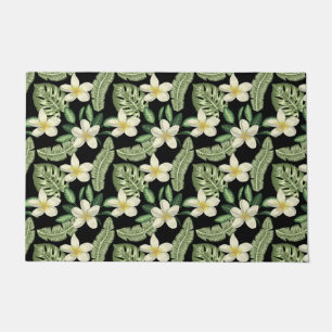 Floral surface pattern Tropical flowers and leaves Doormat