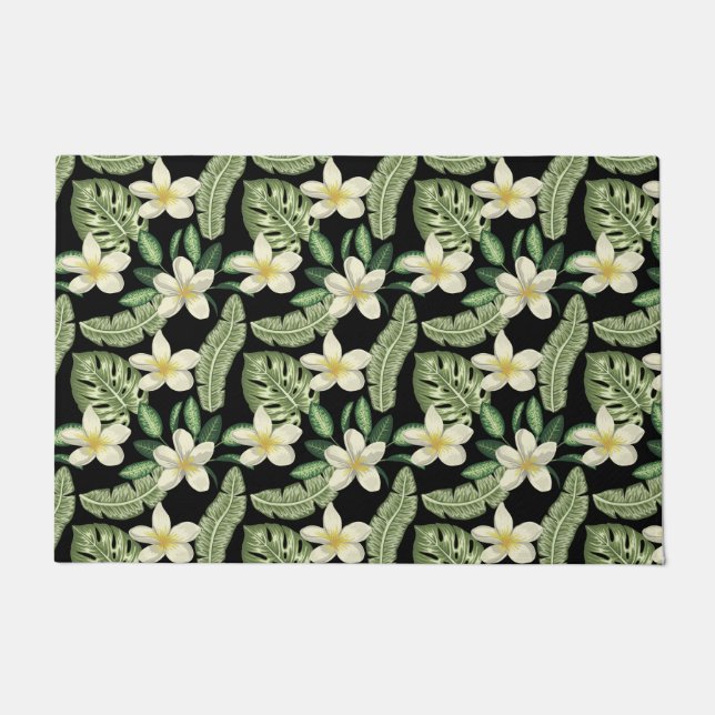 Floral surface pattern Tropical flowers and leaves Doormat (Front)