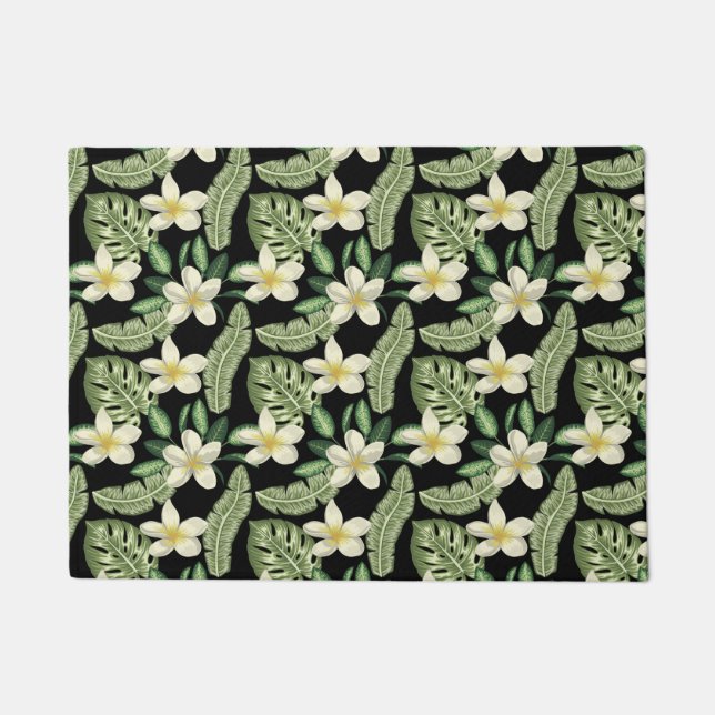 Floral surface pattern Tropical flowers and leaves Doormat (Front)