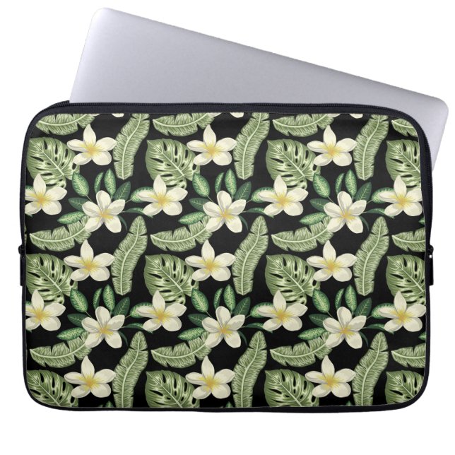 Floral surface pattern Tropical flowers and leaves Laptop Sleeve (Front)