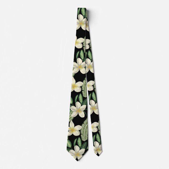 Floral surface pattern Tropical flowers and leaves Tie (Front)