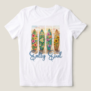 Floral Surfboards Salty Soul Beach Sunset Tri-Blend Shirt