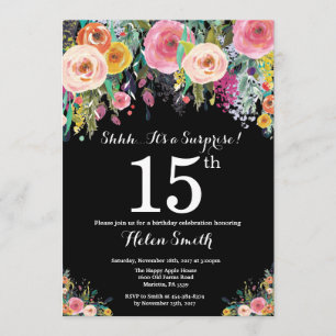 Floral Surprise 15th Birthday Invitation