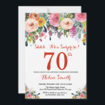 Floral Surprise 70th Birthday Invitation Red<br><div class="desc">Floral Surprise 70th Birthday Invitation for Women. Watercolor Floral Flower. Red, Pink, Yellow, Orange, Purple Flower. Adult Birthday. 30th 40th 50th 60th 70th 80th 90th 100th 13th 15th 16th 18th 20th 21st Any Age. For further customisation, please click the "Customise it" button and use our design tool to modify this...</div>