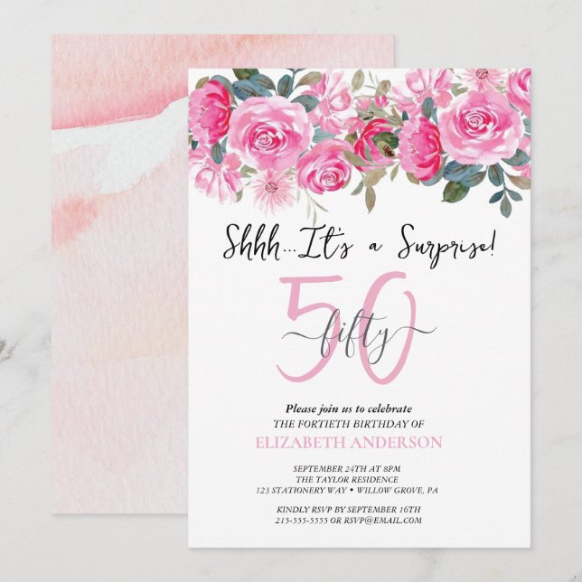 Floral Surprise Party Invitation (Front/Back)