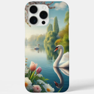 Floral swan lake spring artwork iPhone 16 pro max case
