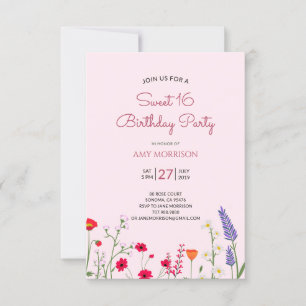 Floral Sweet 16 Birthday Party Invitation