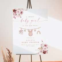 Floral Sweet Baby Girl Clothesline Baby Shower