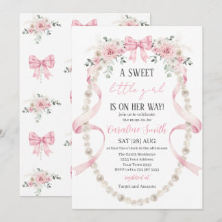  Floral Sweet little girl baby shower Invitation
