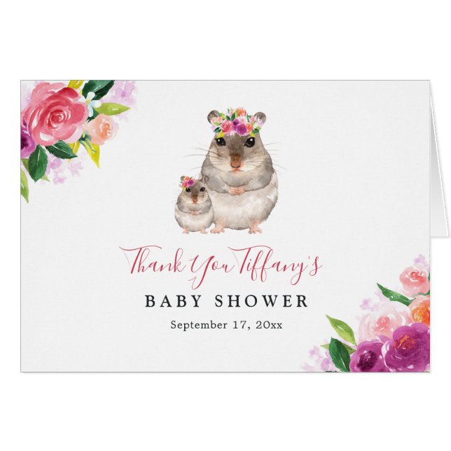Floral Sweet Mum And Baby Mouse Baby Shower (Front Horizontal)