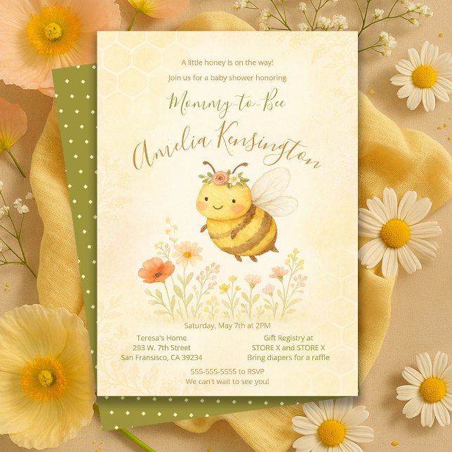 Floral Sweet Mummy to Bee Baby Shower Party Invitation (Floral Sweet Mommy to Bee Baby Shower Party Invitation
)