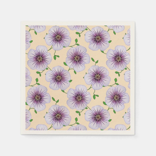 Floral Sweet Purple Garden Flowers on any Colour Napkin (Front)