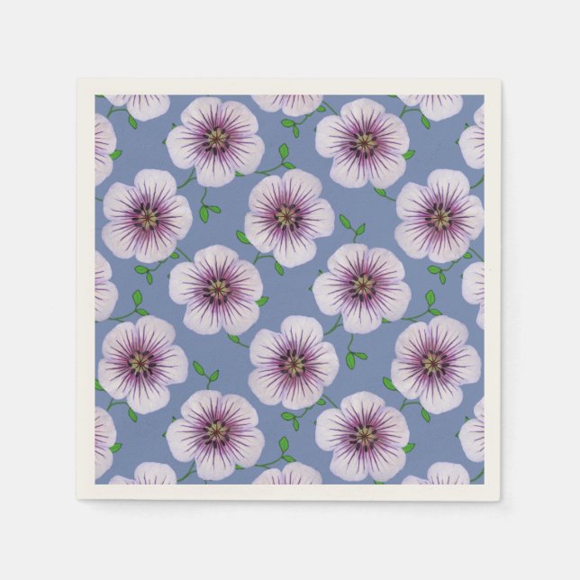 Floral Sweet Purple Garden Flowers on any Colour Napkin (Front)
