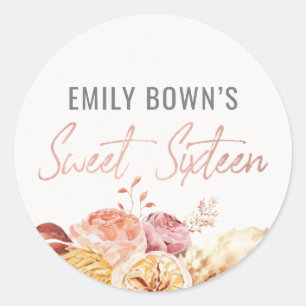 Floral Sweet Sixteen Birthday Envelope Sticker