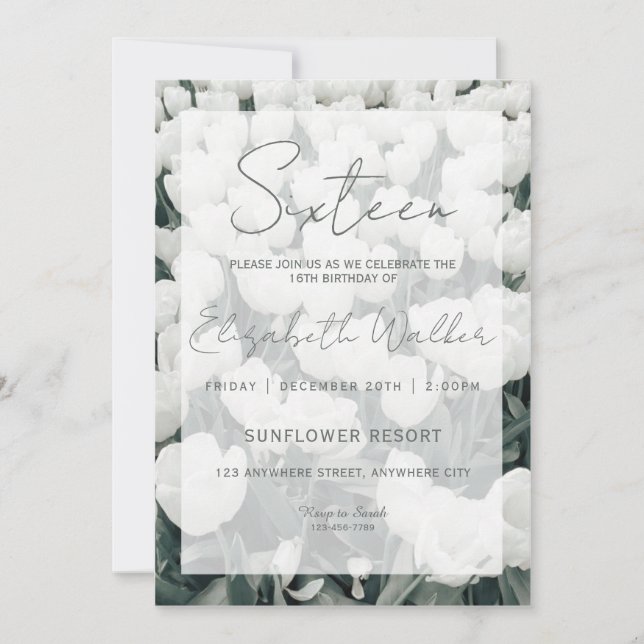 Floral Sweet Sixteen Birthday Party Invitation (Front)