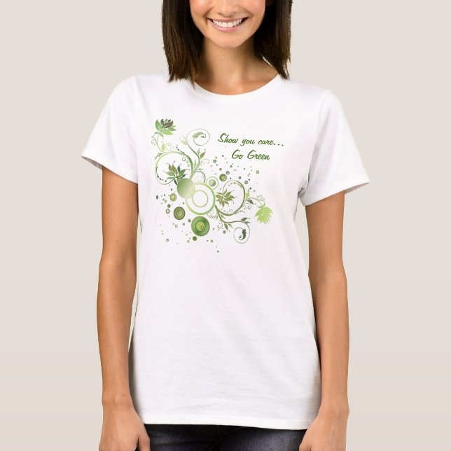 Floral Swirl Abstract Go Green Earth Day T-Shirt (Front)