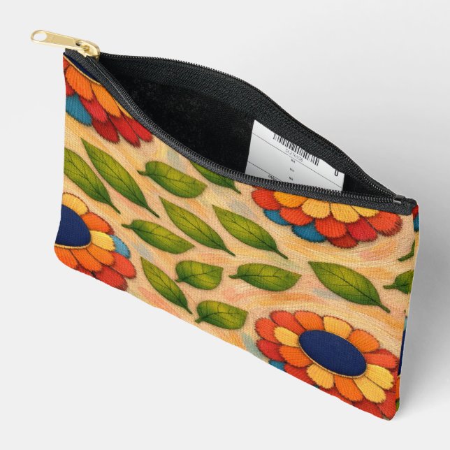 Floral Swirl Accessory Pouch (Open)