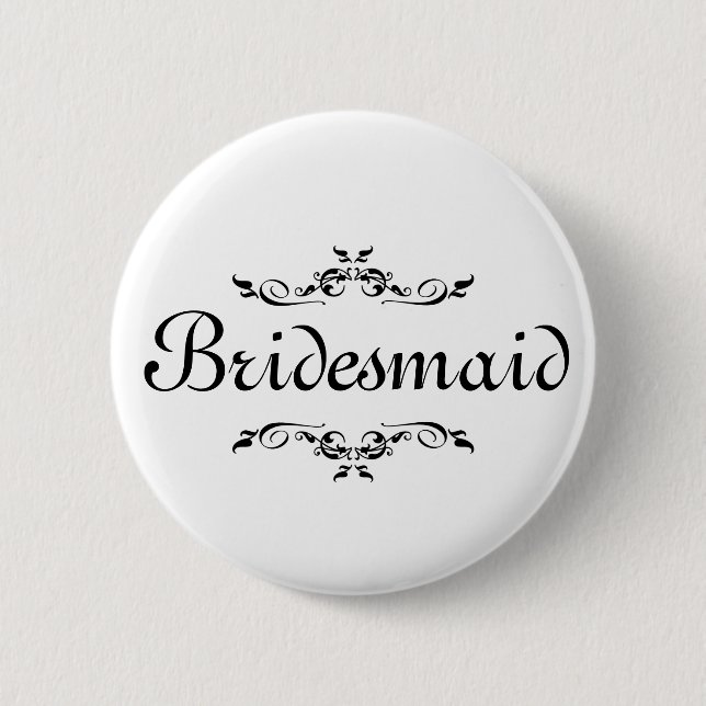 Floral Swirl Border Bridesmaid 6 Cm Round Badge (Front)