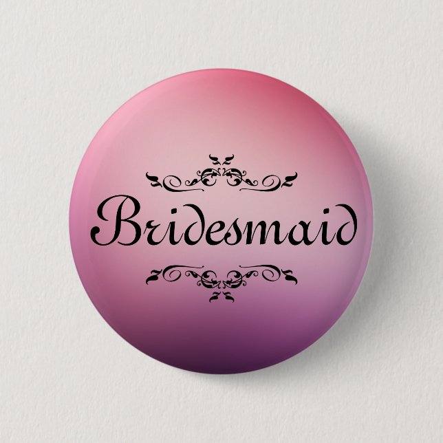 Floral Swirl Border Bridesmaid Button (Front)
