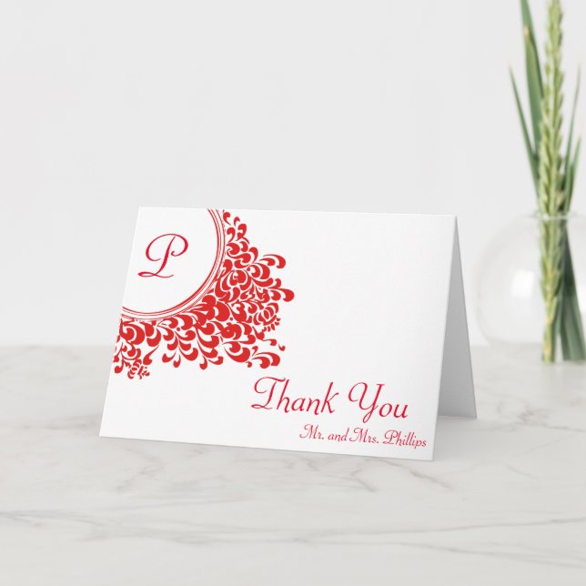 Floral Swirl Decorative With Initial Thank You (Front)