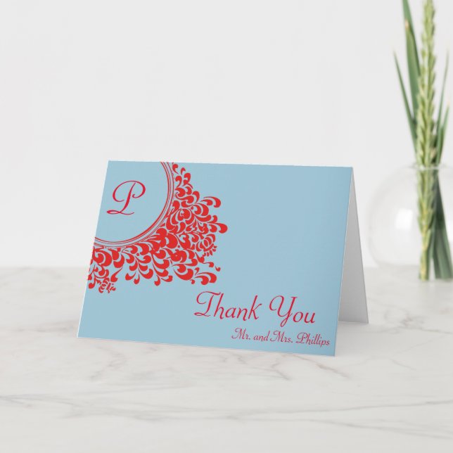 Floral Swirl Decorative With Initial Thank You (Front)