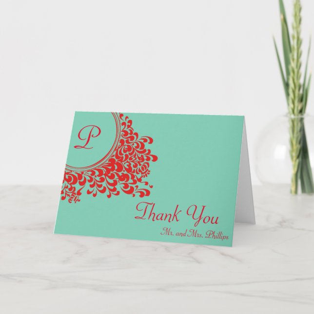 Floral Swirl Decorative With Initial Thank You (Front)