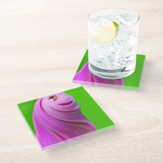 Floral Swirl Pattern  Glass Coaster (Angled)