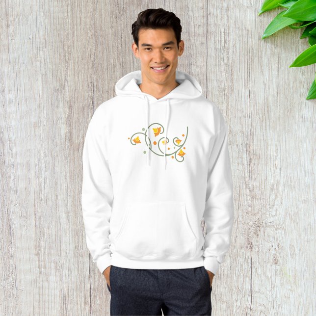 Floral Swirl Pattern with Orange and Yellow Flower Hoodie (Creator Uploaded)