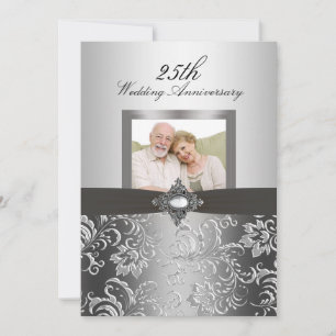 Floral Swirl Photo 50th Wedding Anniversary Invite