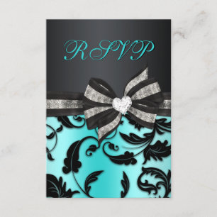 Floral Swirl RSVP With Jewelled Bow