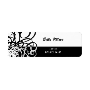 floral swirls address label return address label