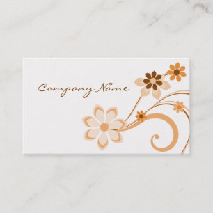 Floral Swirls Business Card, Peach Card