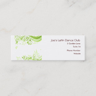 Floral Swirls in Hues of Fresh Green Mini Business Card