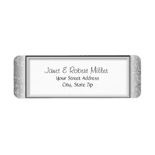 Floral Swirls Silver Return Address Labels