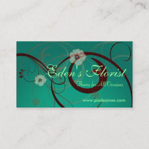 Floral Swirls, Teal Green Business Card