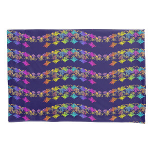 Floral Symbols Navy Pair Pillow Cases 