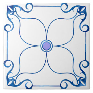 Floral Symmetry Mediterranean (Lilac) Ceramic Tile